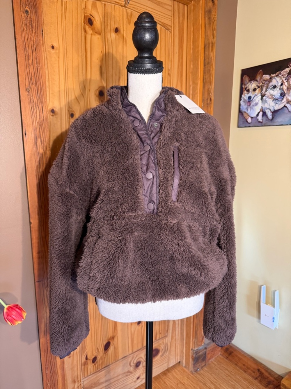 Reaction Reese Cozy Plush Half-Snap Pullover - Deep Brown (Raisin)